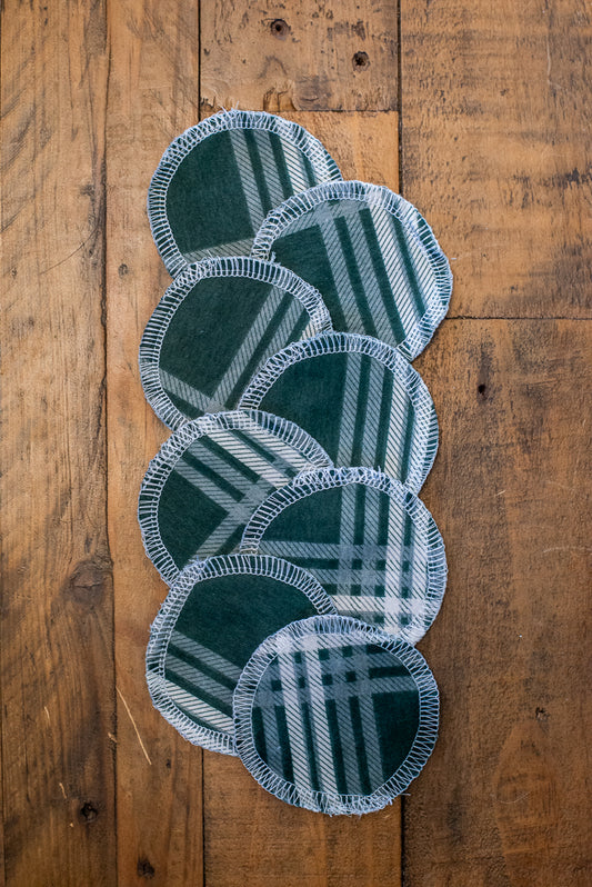 Cotton Rounds - Green Plaid