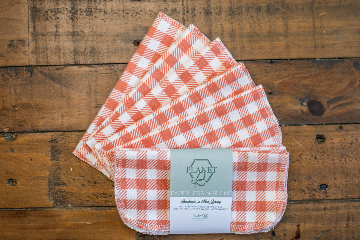 Paperless Napkins - Coral Gingham