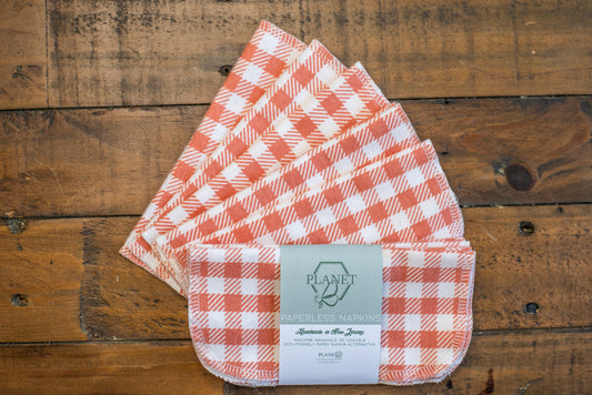 Paperless Napkins - Coral Gingham