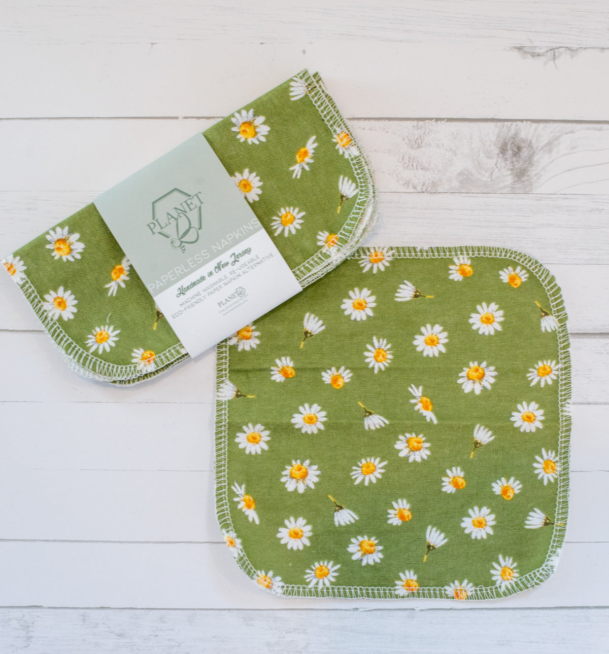 Paperless Napkins - Green Daisies