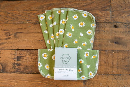 Paperless Napkins - Green Daisies