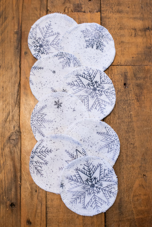 Cotton Rounds - White Snowflakes