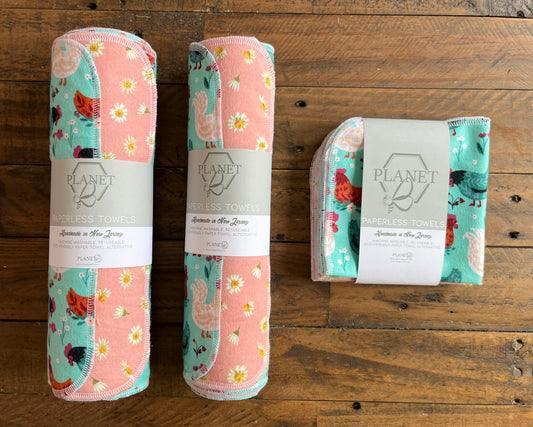 Paperless Towels - Floral Chickens