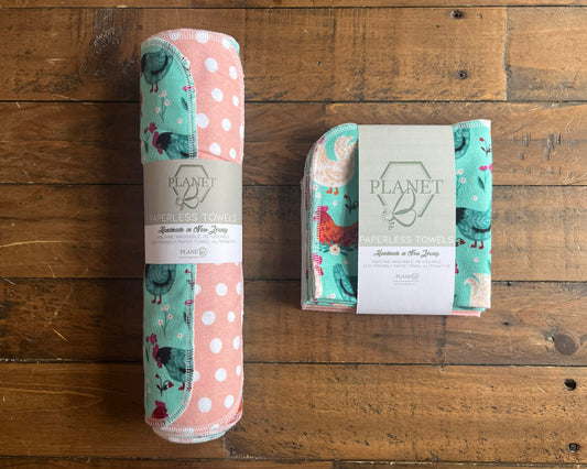 Paperless Towels - Floral Chickens